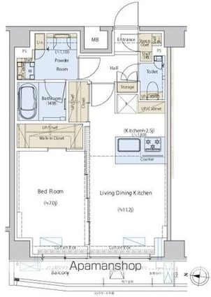 Ｃｅｄａｒ　Ｐｌａｚａ目黒本町[1LDK/48.47m2]の間取図