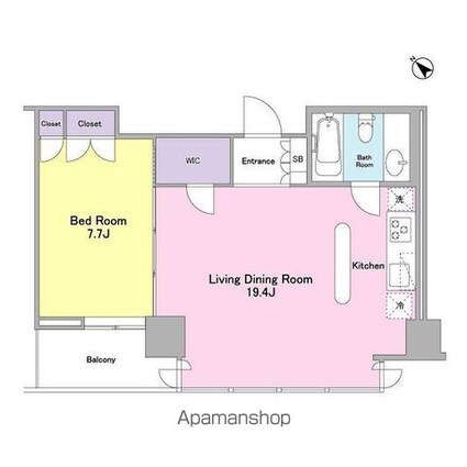 フォレストタウン参宮橋[1LDK/55.93m2]の間取図