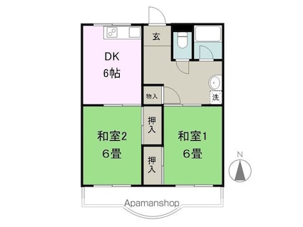南原ハイツ[2DK/46.37m2]の間取図