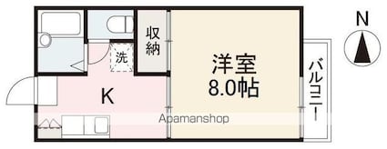香川県高松市春日町[1K/26.5m2]の間取図