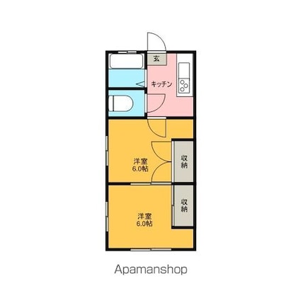 メゾネート鹿島[2K/42.97m2]の間取図