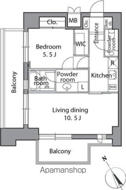 麻布台レジデンス[1LDK/47.29m2]の間取図