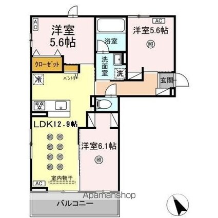 リバーサイドベース[3LDK/65.43m2]の間取図