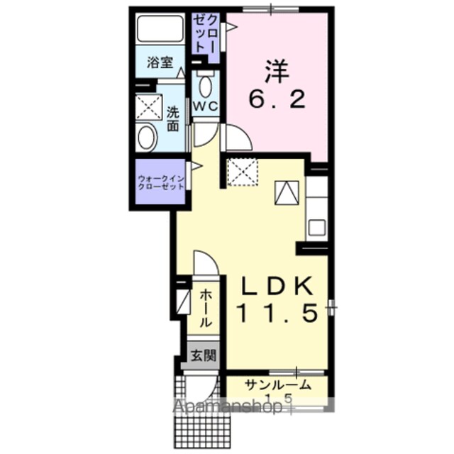 エカイユ　北沢[1LDK/43.61m2]の間取図