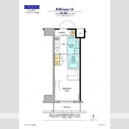 プラウドフラット木場Ⅱ[1K/25.08m2]の間取図