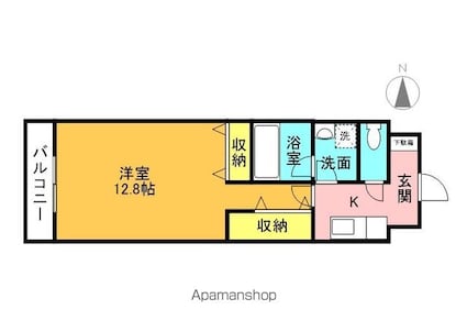 勝山町バートン[1K/37.62m2]の間取図