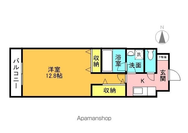 勝山町バートン[1K/37.62m2]の間取図