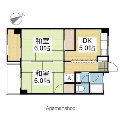 第１８みのりハイツ福音寺[2DK/42.2m2]の間取図