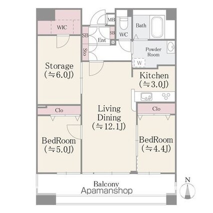クレアールフレスカ[2LDK/71.47m2]の間取図