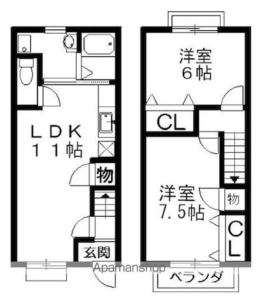 滋賀県長浜市宮司町[2LDK/59.64m2]の間取図