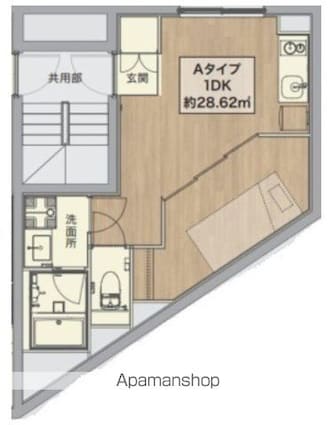 ミライズ中野江原町レジデンス[1DK/28.62m2]の間取図