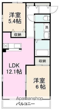 フォブールＫＭＴⅡ[2LDK/54.65m2]の間取図