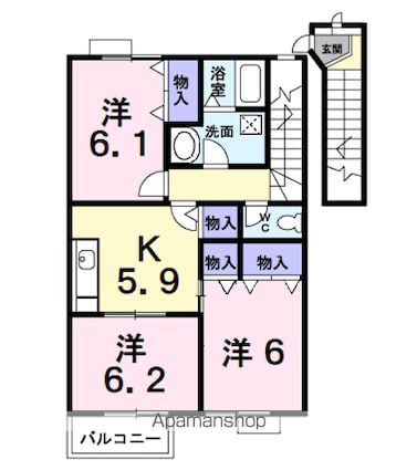 コートヤード２０[3DK/61.96m2]の間取図