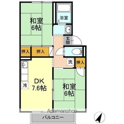 ヴェント[2DK/46.09m2]の間取図