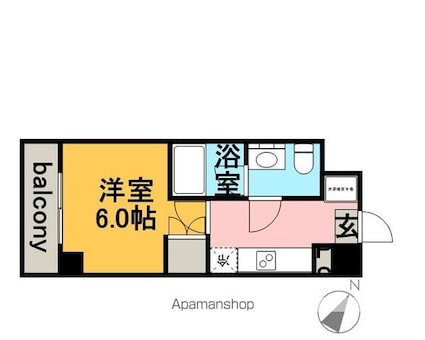 プラウドフラット森下[1K/20.64m2]の間取図