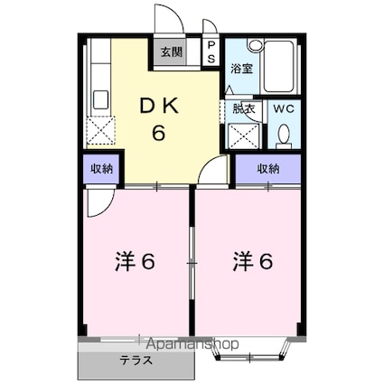 長野県塩尻市大字広丘高出[2DK/39.74m2]の間取図
