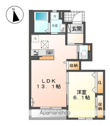 岐阜県岐阜市則武中２丁目[1LDK/46.61m2]の間取図
