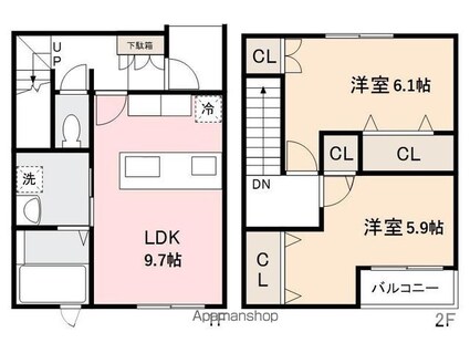 テラスハウス太田[2LDK/64.03m2]の間取図