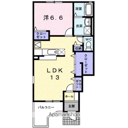 千[1LDK/49.43m2]の間取図
