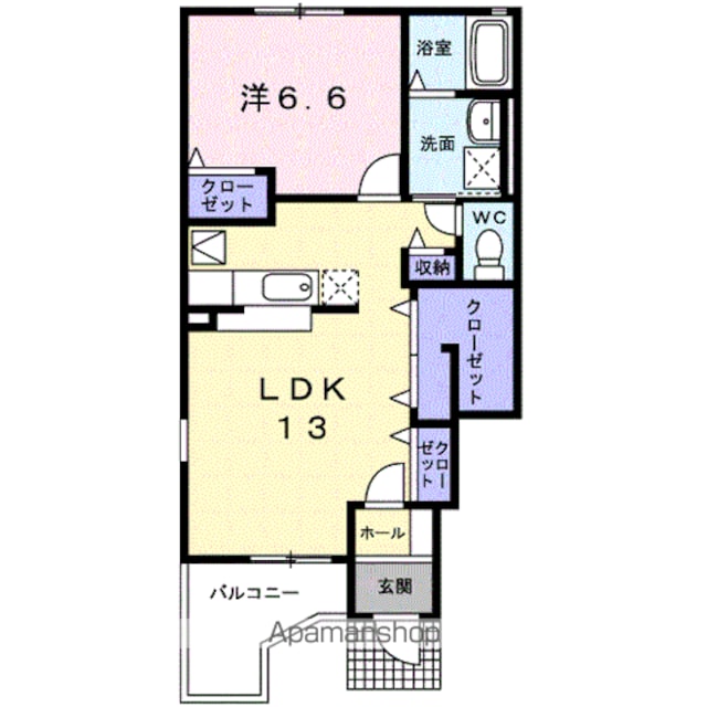 千[1LDK/49.43m2]の間取図