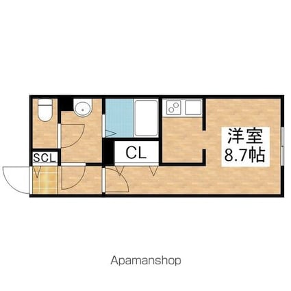 愛知県名古屋市昭和区御器所３丁目[1K/27m2]の間取図