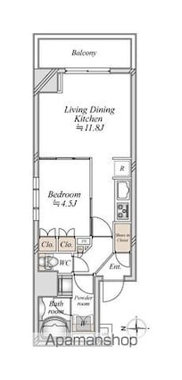 アーバンパーク浅草[1LDK/40.19m2]の間取図
