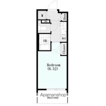 シンシア新中野[1K/20.72m2]の間取図