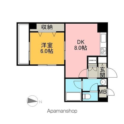 ポントロワ船橋[1DK/33.75m2]の間取図