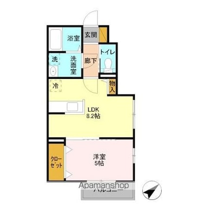 ル・プティボア[1LDK/33.68m2]の間取図