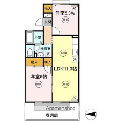 ドミール　タキグチ[2LDK/50.32m2]の間取図