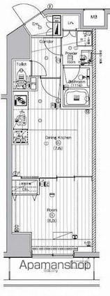 ＰＲＥＭＩＵＭ　ＣＵＢＥ　代々木上原[1DK/33.82m2]の間取図