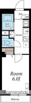 リブリ・自由が丘Ⅱ[1K/20.49m2]の間取図