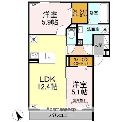 Ｄーｒｅｓｉｄｅｎｃｅ東川口Ｓ[2LDK/56.72m2]の間取図