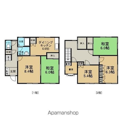 けやき１丁目２４－１３貸家[5DK/105.8m2]の間取図
