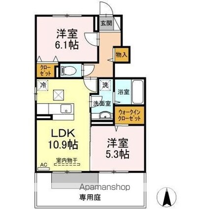エスターテ柊　Ⅱ[2LDK/53.61m2]の間取図