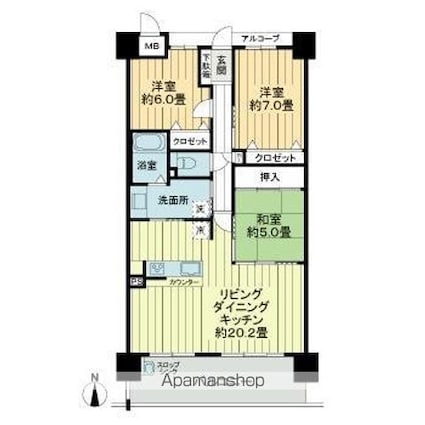 アルファステイツ城北御幸[3LDK/84.92m2]の間取図