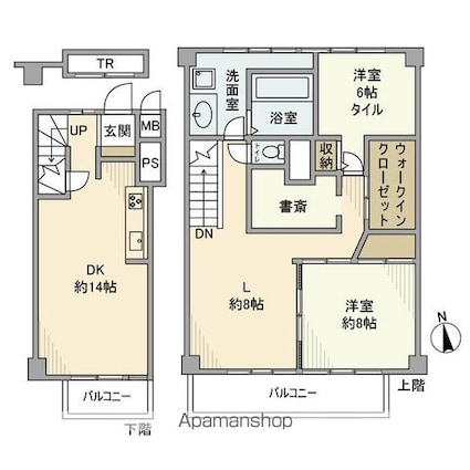 経堂セントラルマンション[2LDK/103.13m2]の間取図