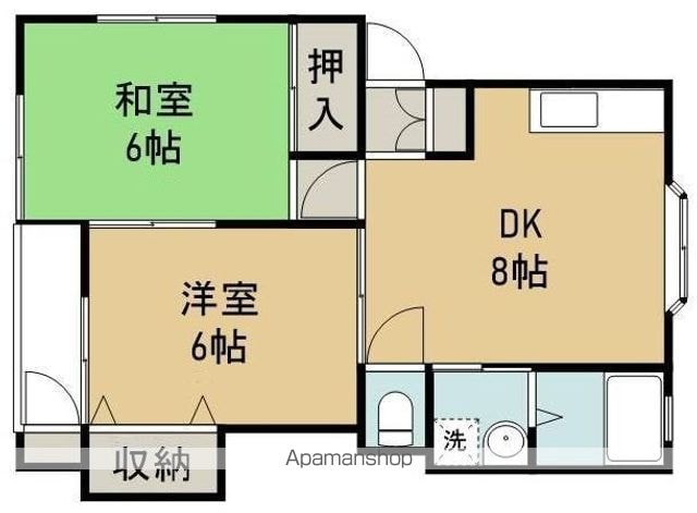 コーポチェリー[2DK/44.39m2]の間取図
