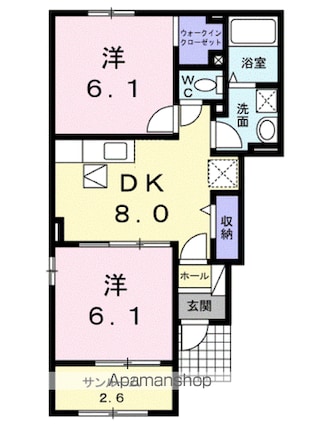 ラ　グリシーヌＢ[2DK/50.09m2]の間取図