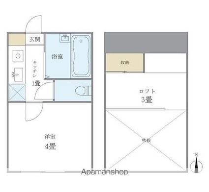 東京都杉並区高円寺南２丁目[1K/13.42m2]の間取図