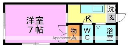 アカツキハイム[1K/20m2]の間取図