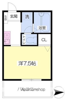 フォブール山越[1R/22.75m2]の間取図