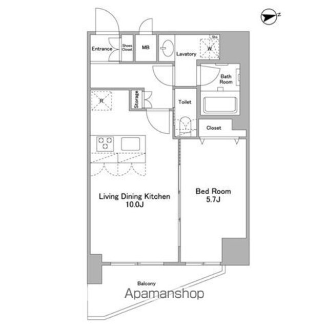 アスール北上野　[1LDK/40.54m2]の間取図