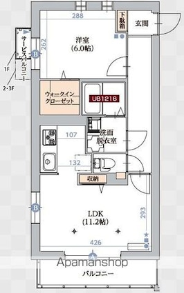 東京都日野市万願寺３丁目[1LDK/45.59m2]の間取図