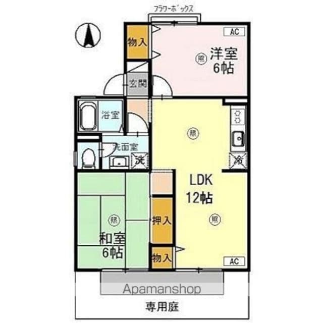 ピュアハイツ有本　Ⅰ[2LDK/53.68m2]の間取図