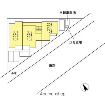 ＤーＲｅｓｉｄｅｎｃｅ御船町[1LDK/64.55m2]の配置図
