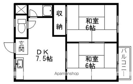 フォーブルゆたか[2DK/39.6m2]の間取図