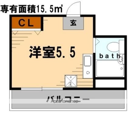 エスペランス[1R/15.5m2]の間取図