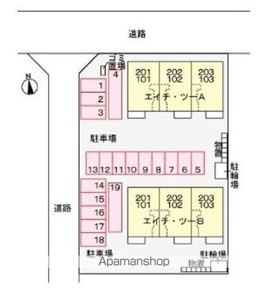 エイチ・ツー　Ｂ[2LDK/58.99m2]の配置図