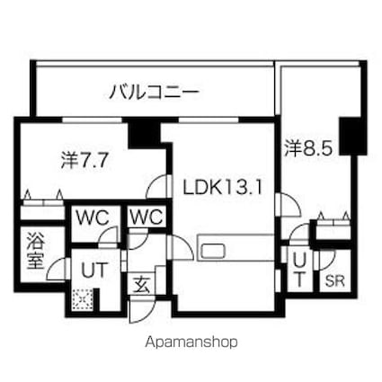 愛知県名古屋市中区錦２丁目[2LDK/70.01m2]の間取図